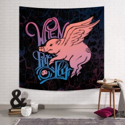 Black Pigs Fly Duvar Örtüsü