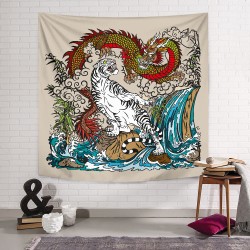Chinese Dragon White Tiger Duvar Örtüsü