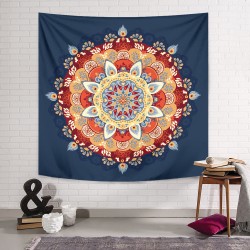 Geometrik Mandala Mavi Duvar Örtüsü Geometrik Mandala Mavi Duvar Örtüsü