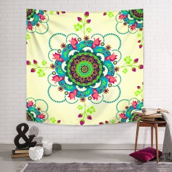 Geometrik Mandala Çiçekleri Duvar Örtüsü Geometrik Mandala Çiçekleri Duvar Örtüsü