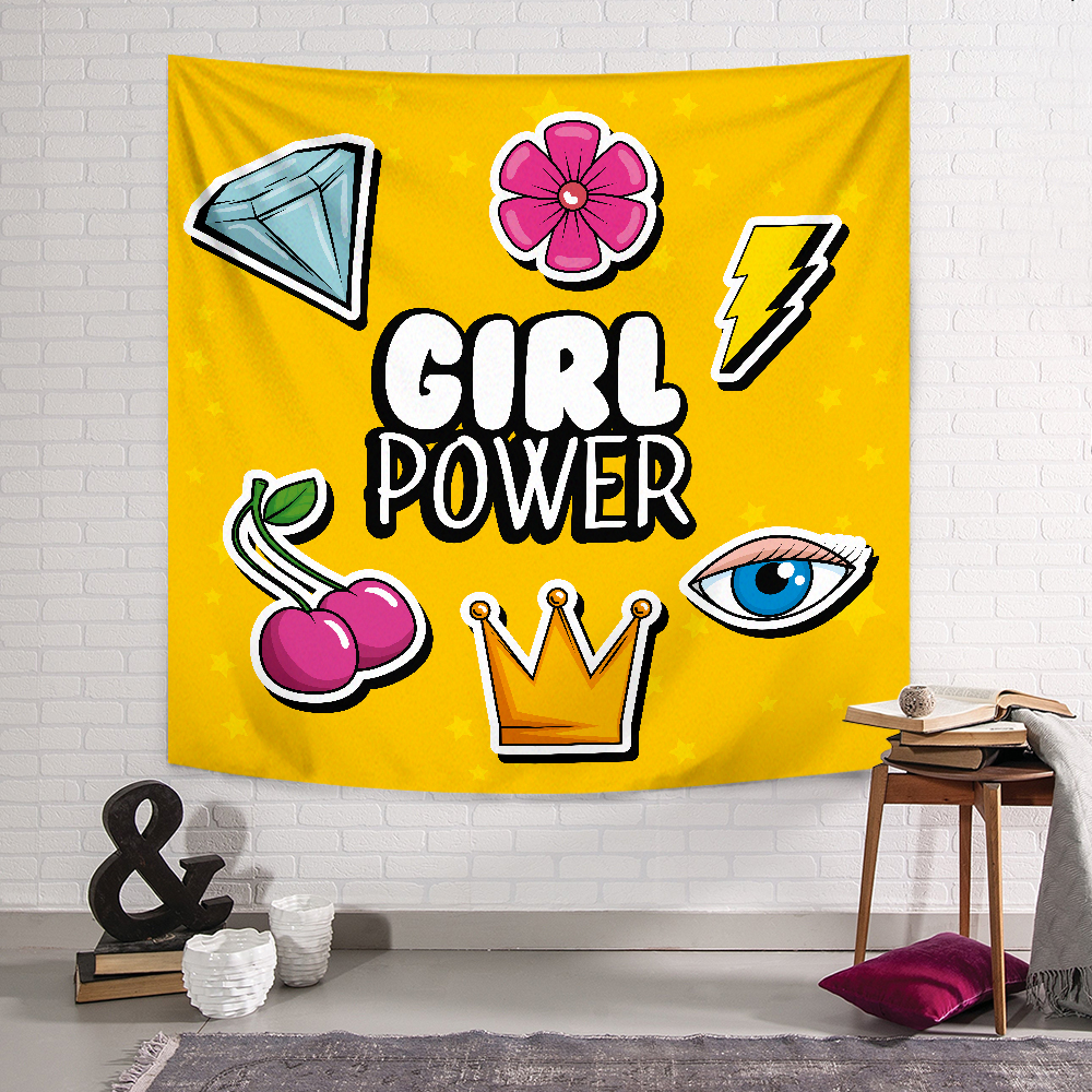 Girl Power Yellow Duvar Örtüsü