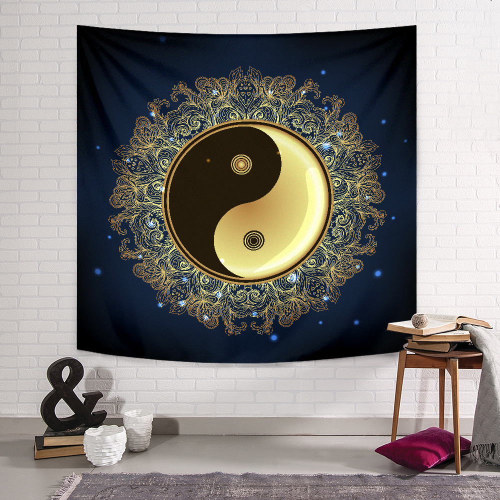 Gold Mandala Yin Yang Duvar Örtüsü