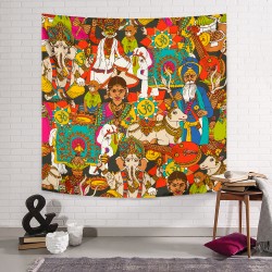 Hindistan Rengarenk Duvar Örtüsü