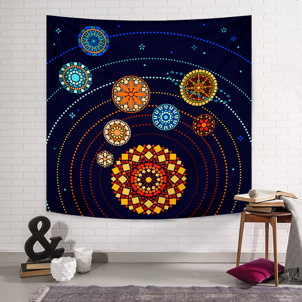 Mandala ve Güneş Sistemi Duvar Örtüsü