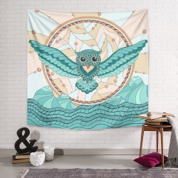 Owl Sea Blue Duvar Örtüsü Owl Sea Blue Duvar Örtüsü