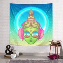 Peace Buddha Retrowave Duvar Örtüsü Peace Buddha Retrowave Duvar Örtüsü