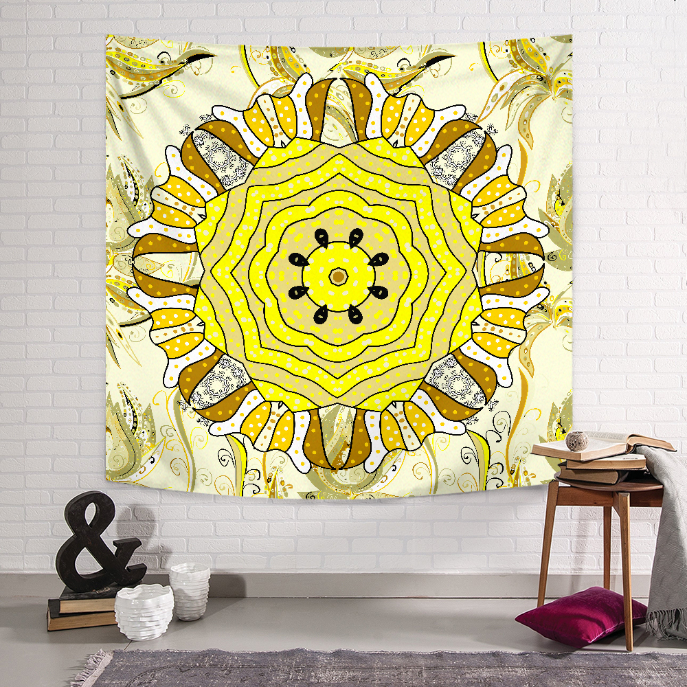 Retro Yellow Mandala Duvar Örtüsü