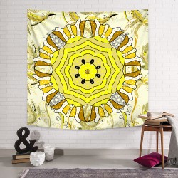 Retro Yellow Mandala Duvar Örtüsü Retro Yellow Mandala Duvar Örtüsü