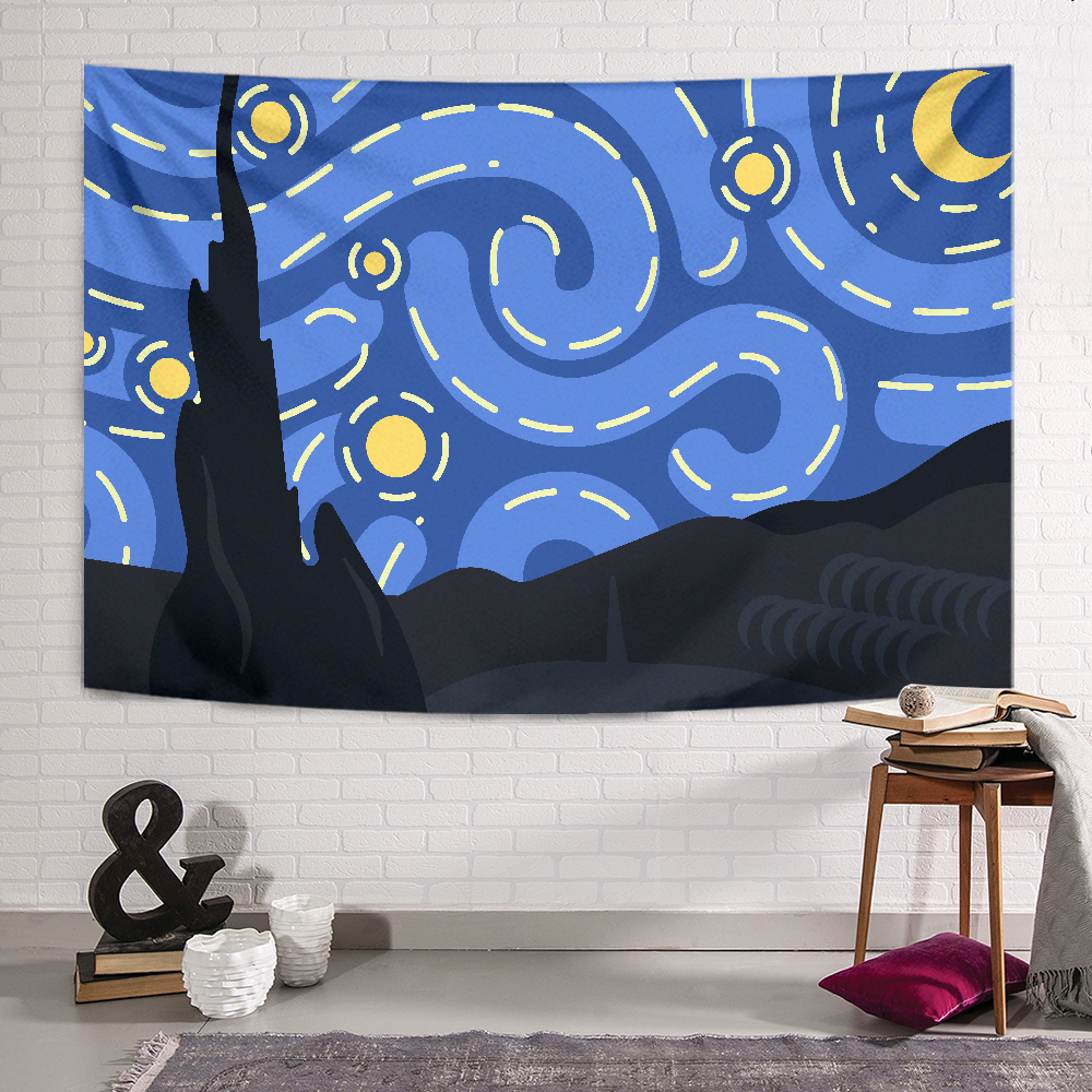Starry Night Vectör Duvar Örtüsü