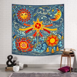 Sun Tribal Red Blue Duvar Örtüsü