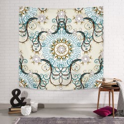 Turkuaz Vektörel Mandala Duvar Örtüsü Turkuaz Vektörel Mandala Duvar Örtüsü