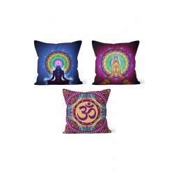 KS-136 Çift Tarafı Baskılı Mandala Desenli 3'lü Kırlent Kılıfı