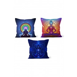 KS-169 Çift Tarafı Baskılı Yoga Desenli 3'lü Kırlent Kılıfı