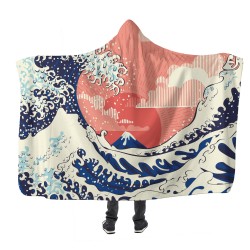 Colorful Great Wave Kapşonlu Battaniye Colorful Great Wave Kapşonlu Battaniye