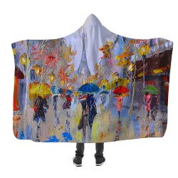 Renkli Sokak Kapşonlu Battaniye