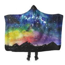 Suluboya Manzara Kapşonlu Battaniye