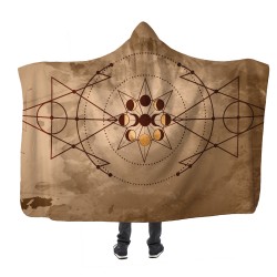 Vintage Moon Phases Kapşonlu Battaniye