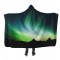 Yeşil Kuzey Işıkları Kapşonlu Battaniye