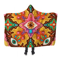 Psikedelik Gözler Kapşonlu Battaniye