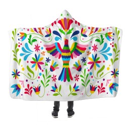 Rengarenk Kuş Kapşonlu Battaniye