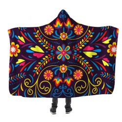 Rengarenk Meksika Stil Kapşonlu Battaniye