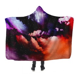 Sarı Kırmızı Mor Bulut Kapşonlu Battaniye