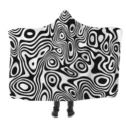 Siyah Beyaz Çizgili Desenler Kapşonlu Battaniye