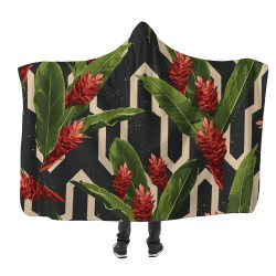 Tropikal Bitki Kapşonlu Battaniye