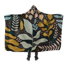 Vektörel Bitki Yapraklar Kapşonlu Battaniye