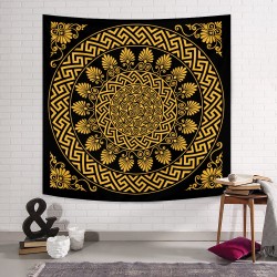 Altın Geometrik Mandala Duvar Örtüsü  Altın Geometrik Mandala Duvar Örtüsü