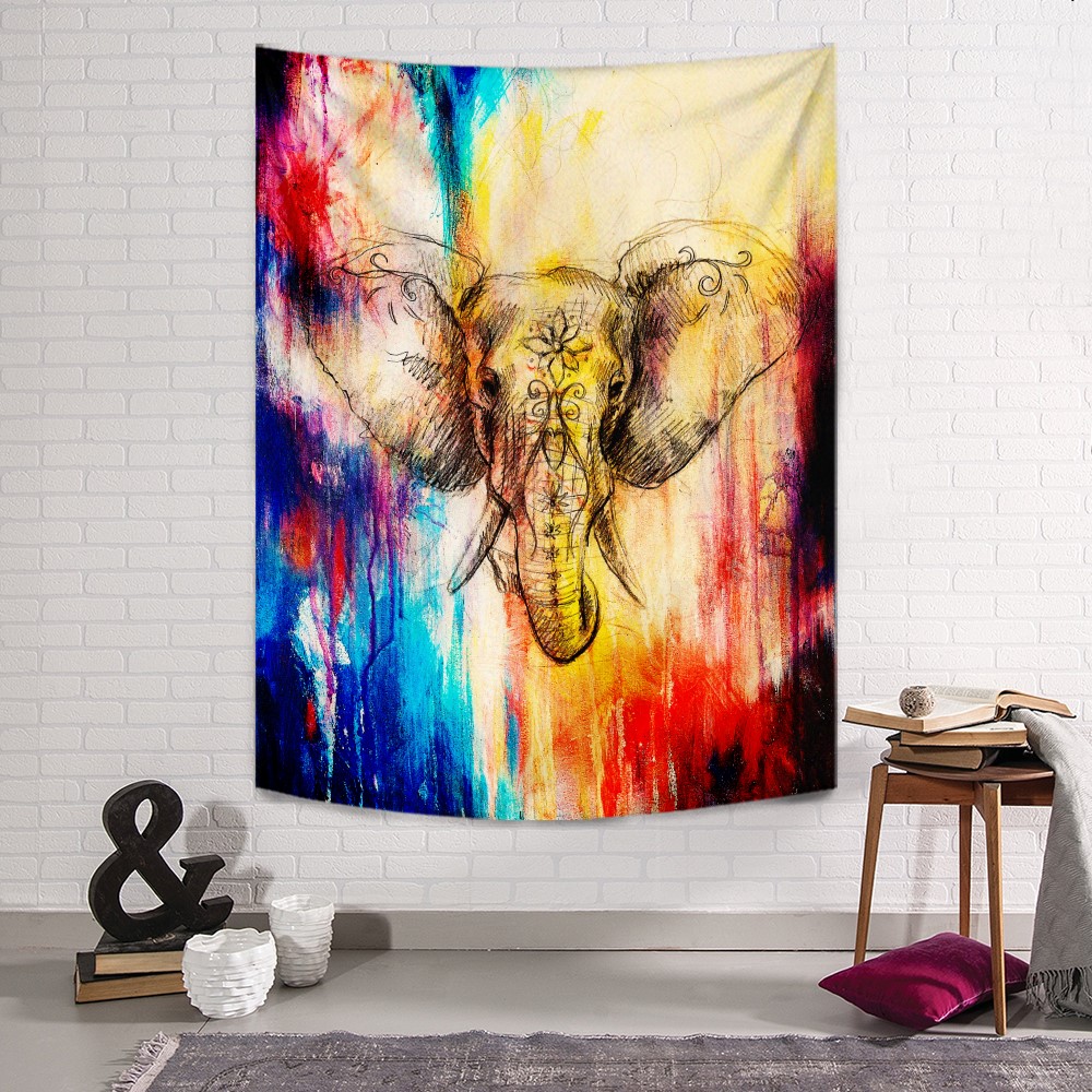 Colorful Elephant Duvar Örtüsü