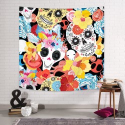 Floral Skull Duvar Örtüsü  Floral Skull Duvar Örtüsü