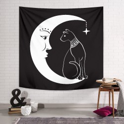 Füme Ay ve Kedi Duvar Örtüsü  Füme Ay ve Kedi Duvar Örtüsü