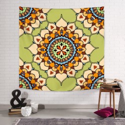 Fıstık Yeşili Mandala Duvar Örtüsü Fıstık Yeşili Mandala Duvar Örtüsü