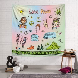 Hippi Peace Duvar Örtüsü 