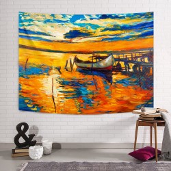 Kayıklı Manzara Duvar Örtüsü