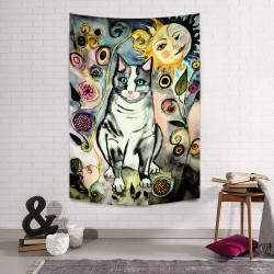 Kedi ve Güneş Duvar Örtüsü