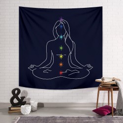 Lacivert Yoga Duvar Örtüsü 