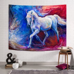 Mavi At Duvar Örtüsü