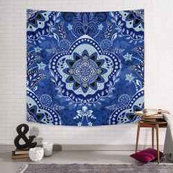 Mavi Dekor Mandala Duvar Örtüsü 