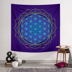 Mavi Yaşam Çiçeği Duvar Örtüsü 