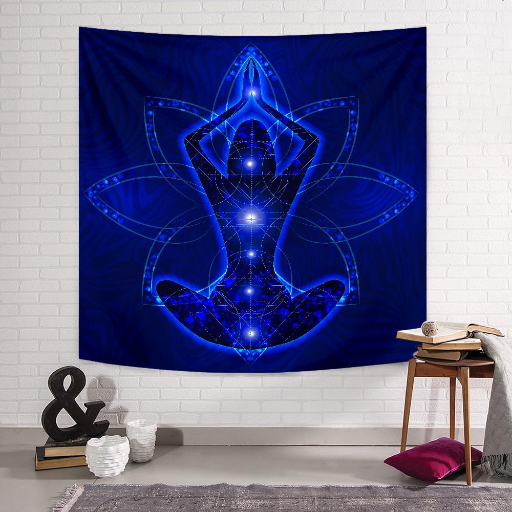 Mavi Yoga Duvar Örtüsü 