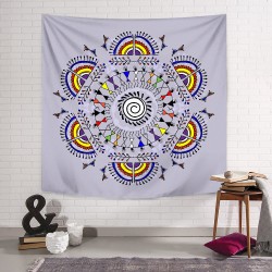 Renkli Sembol Mandala Duvar Örtüsü  Renkli Sembol Mandala Duvar Örtüsü