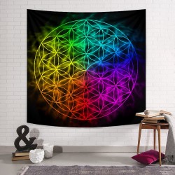 Renkli Yaşam Çiçeği Duvar Örtüsü  Renkli Yaşam Çiçeği Duvar Örtüsü