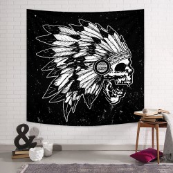 Siyah Beyaz Kızılderili Duvar Örtüsü  Siyah Beyaz Kızılderili Duvar Örtüsü