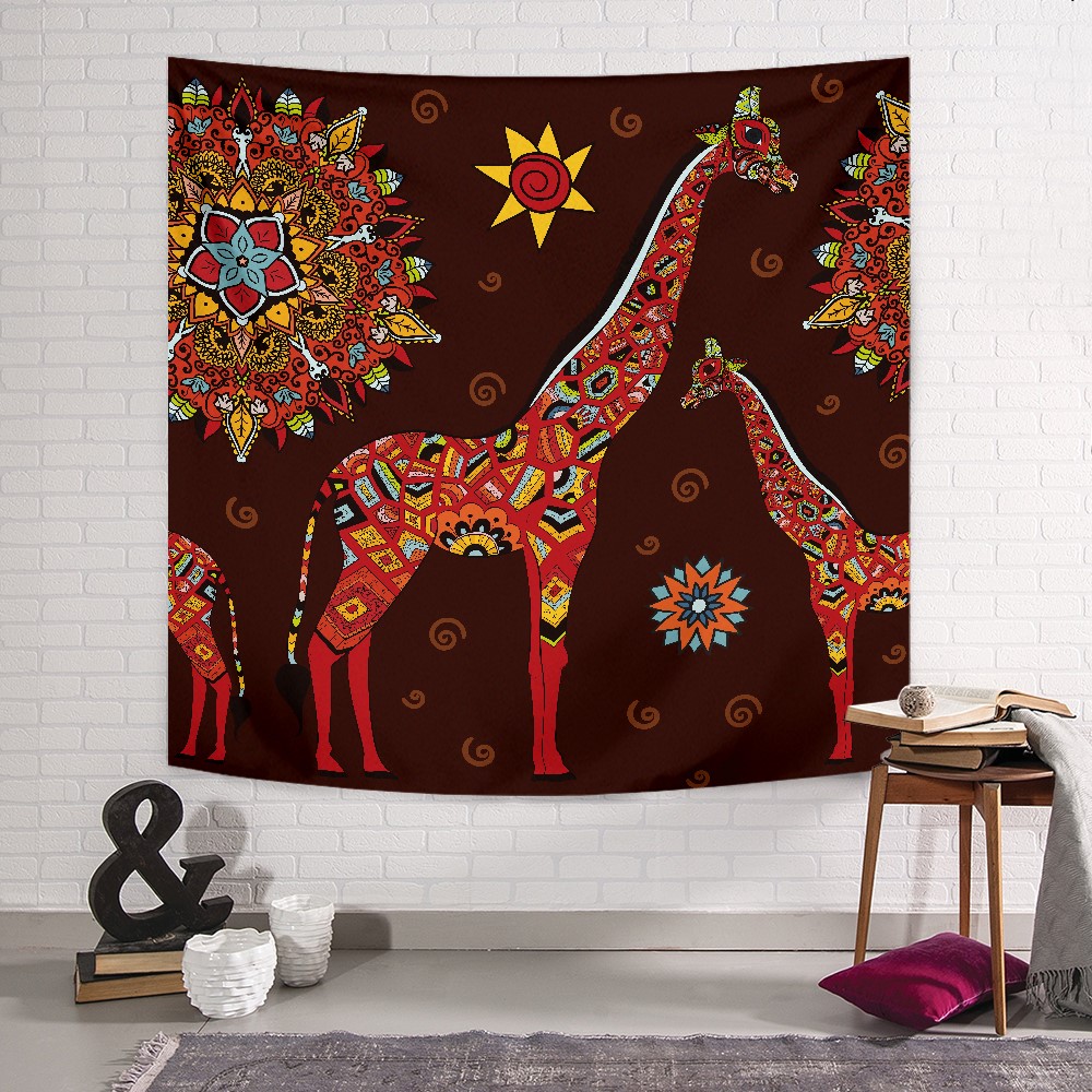 Zürafa ve Mandala Duvar Örtüsü 