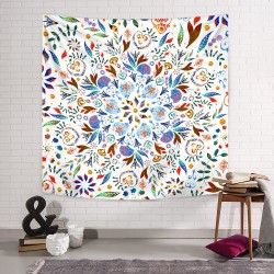 Çiçekli Mandala Duvar Örtüsü Çiçekli Mandala Duvar Örtüsü