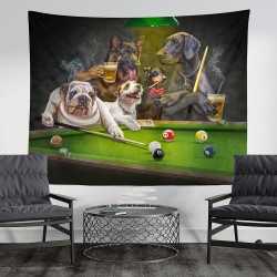 Bilardo Oynayan Köpekler Duvar Örtüsü  Bilardo Oynayan Köpekler Duvar Örtüsü