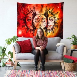 Kırmızı Güneş ve Ay Duvar Örtüsü