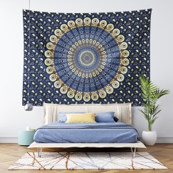 Mavi Bohem Mandala Duvar Örtüsü